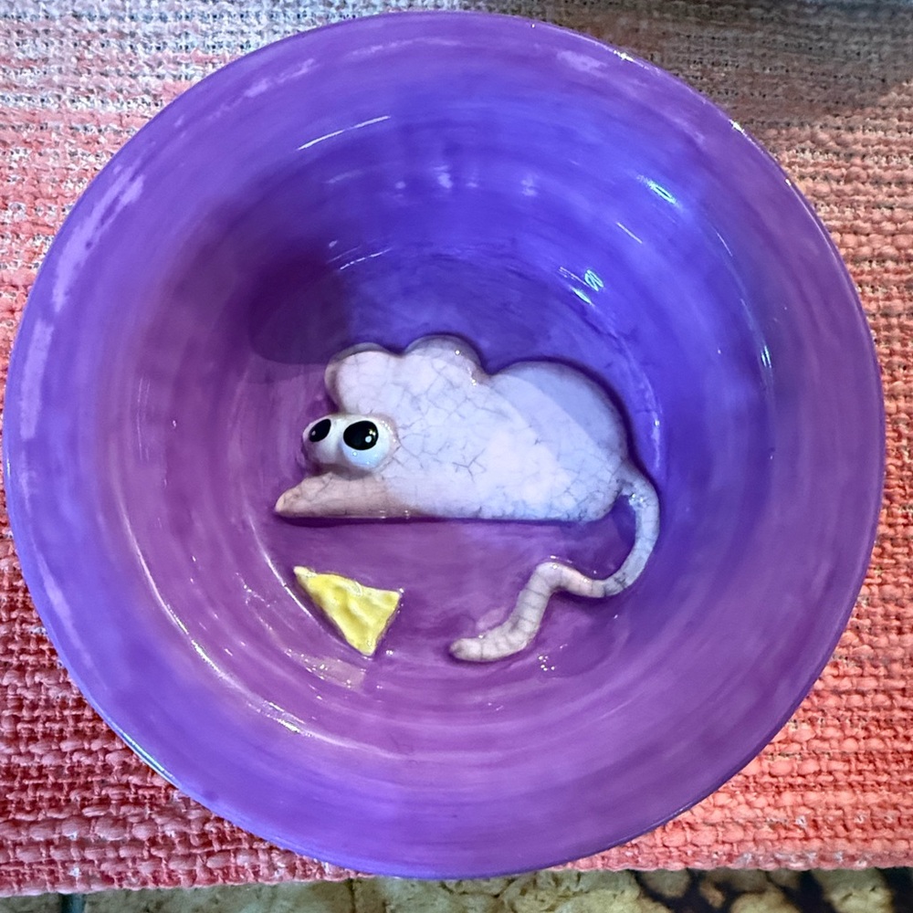 Debby Carmen Signature Purple Bowl 3D Mouse Cat Bowl